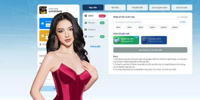 Các bước trong quy trình nạp tiền 8LIVE chi tiết 