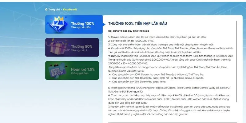 Các ưu đãi đang diễn ra trong sự kiện khuyến mãi 8LIVE