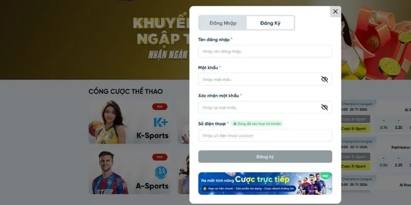 Cách đăng ký tài khoản chơi thử 8LIVE cho người mới 