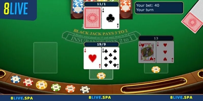 Giao diện của Blackjack online